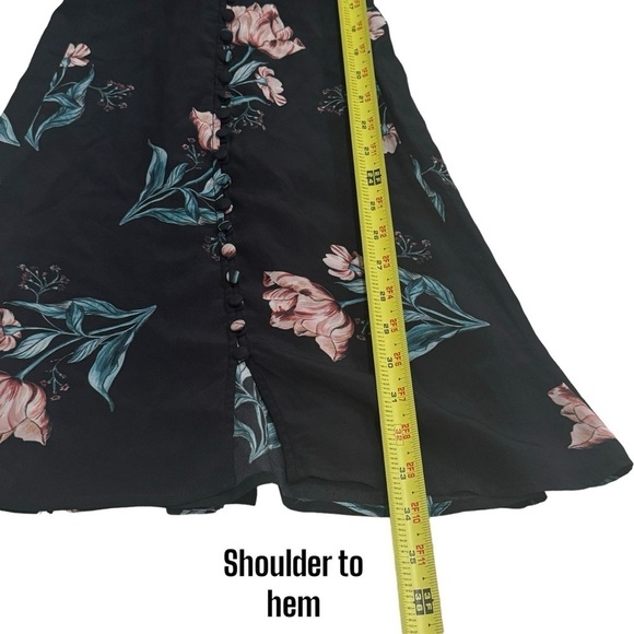 Nicholas Black and Floral Printed V-Neck A-Line Summer Belted Dress Size XXS - Picture 7 of 7